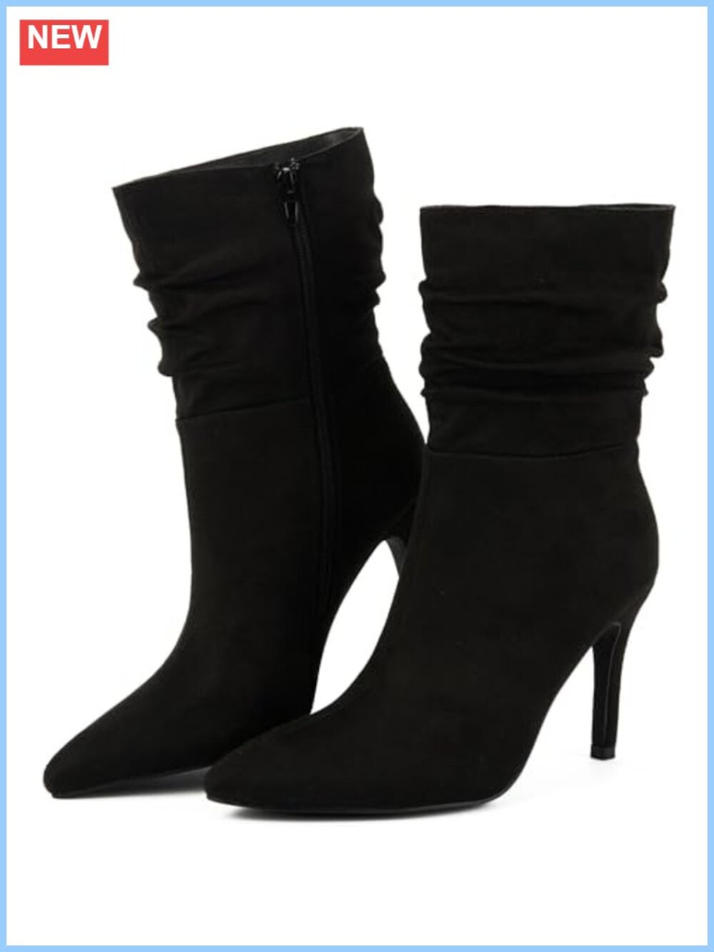 Women's Stiletto High Heel Slouchy Ankle Boots Pointed Toe Dress Boots Faux